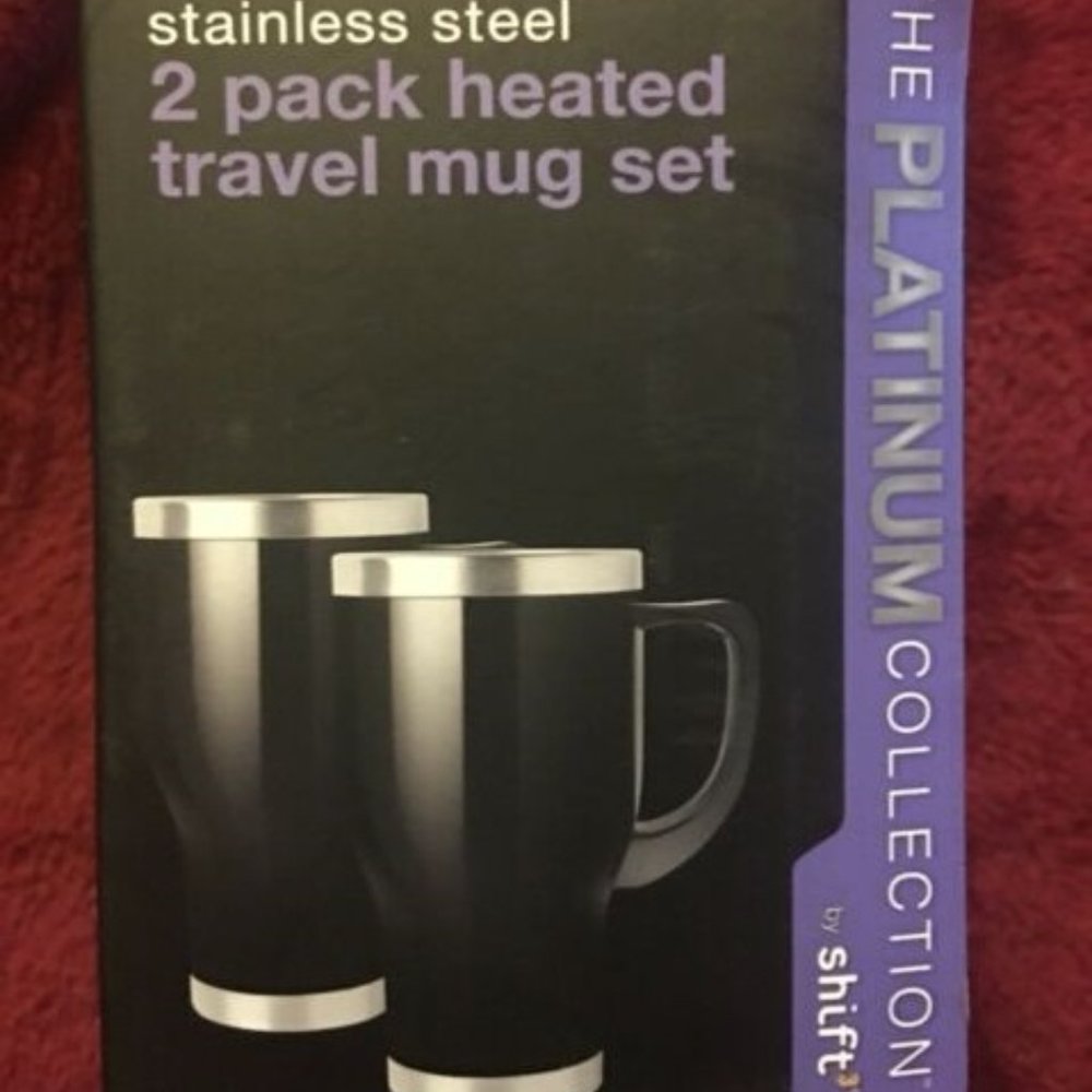STOCKING STUFFER!! Platinum Collection 2-PK Heated Travel Mug Set by Shift